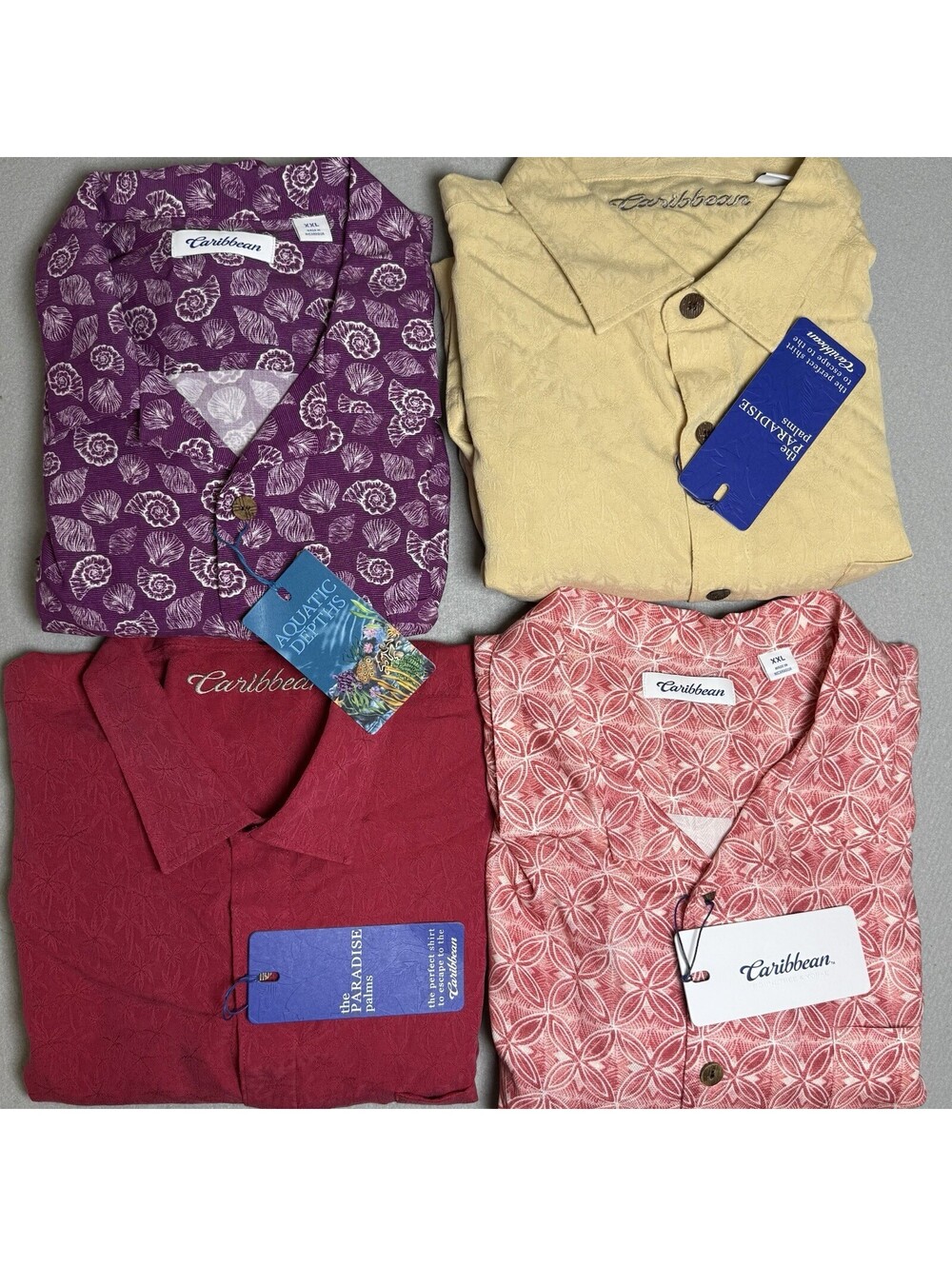 New Caribbean Aquatic Depths XXL Lot Sea Life Shirt Mens Paradise Yellow Red NWT